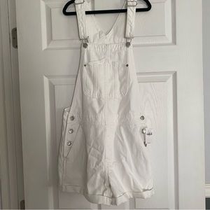 Old navy white denim short overalls